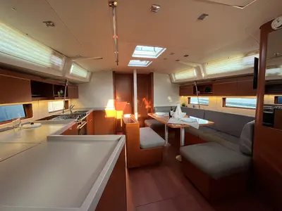 Salon of N A G I A, a Beneteau Oceanis 46.1 sailboat at Athens, Greece