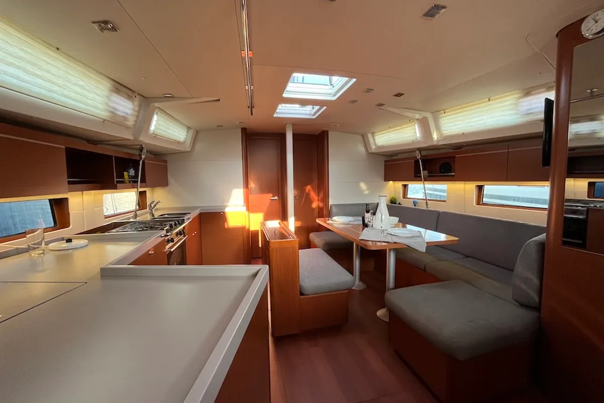 Salon of N A G I A, a Beneteau Oceanis 46.1 sailboat at Athens, Greece