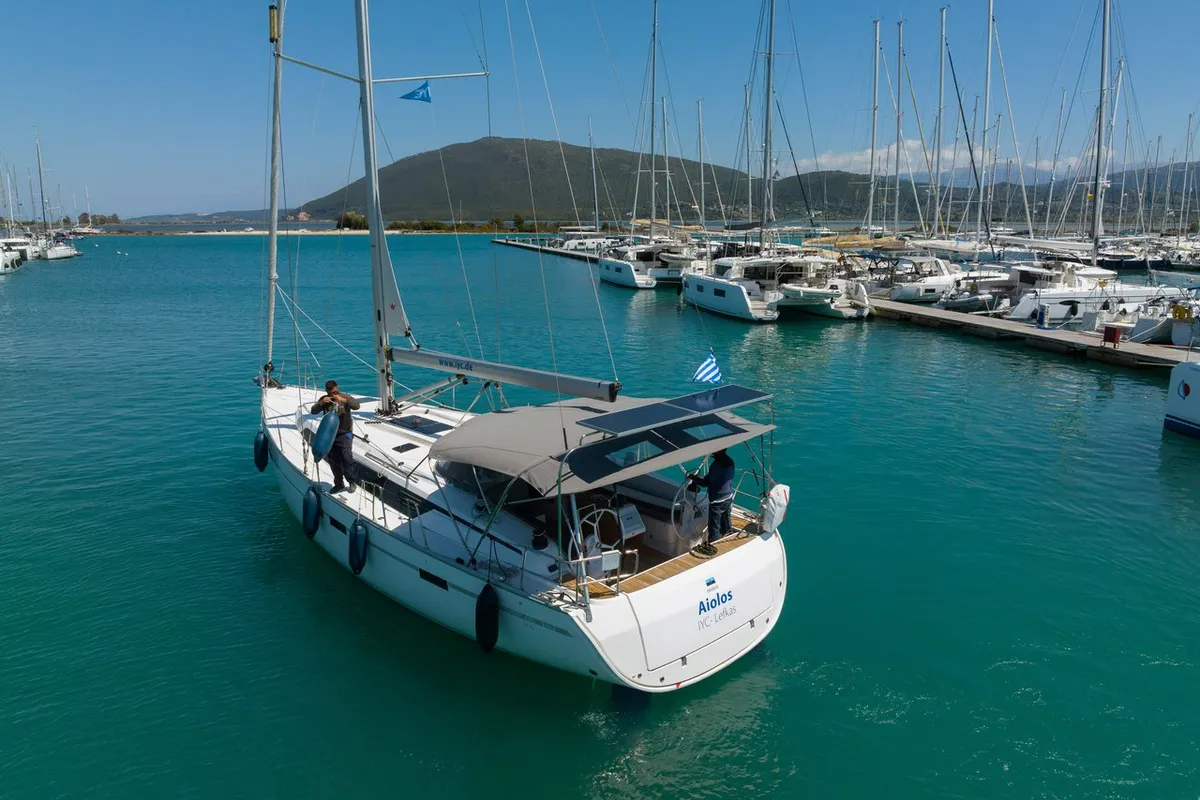 Aiolos, a Bavaria Cruiser 46 Style sailboat at Municipal Unit of Lefkada, Greece