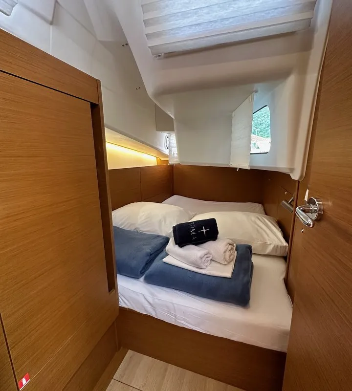 Head on Wind Kiss, a Jeanneau Sun Odyssey 410 sailboat at Dubrovnik, Croatia