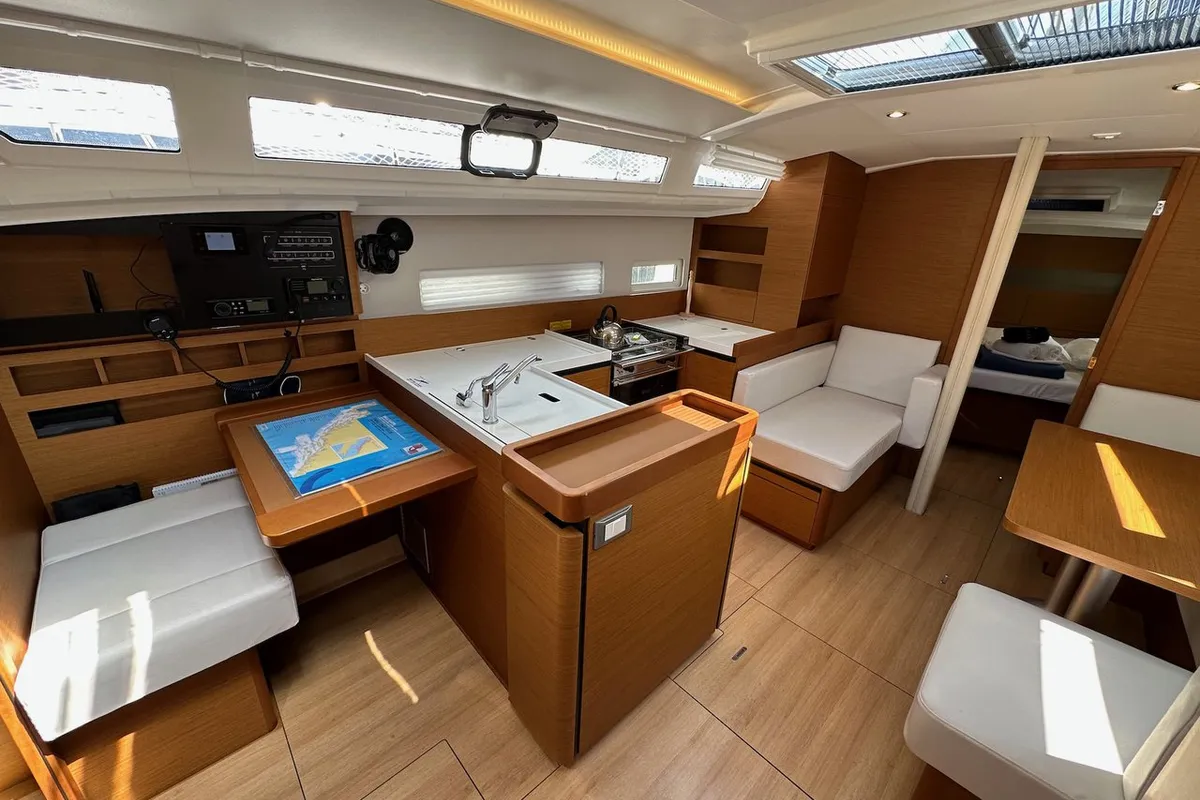 Galley of Wind Kiss, a Jeanneau Sun Odyssey 410 sailboat at Dubrovnik, Croatia