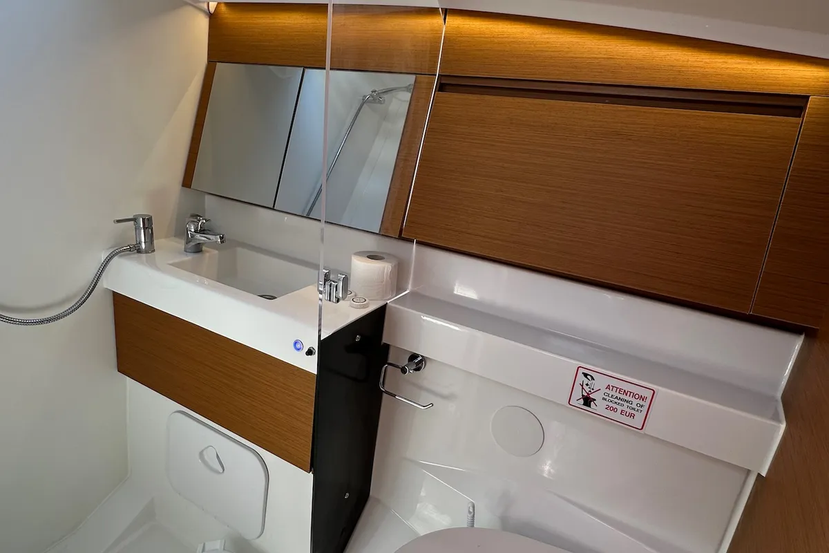 Salon of Wind Kiss, a Jeanneau Sun Odyssey 410 sailboat at Dubrovnik, Croatia