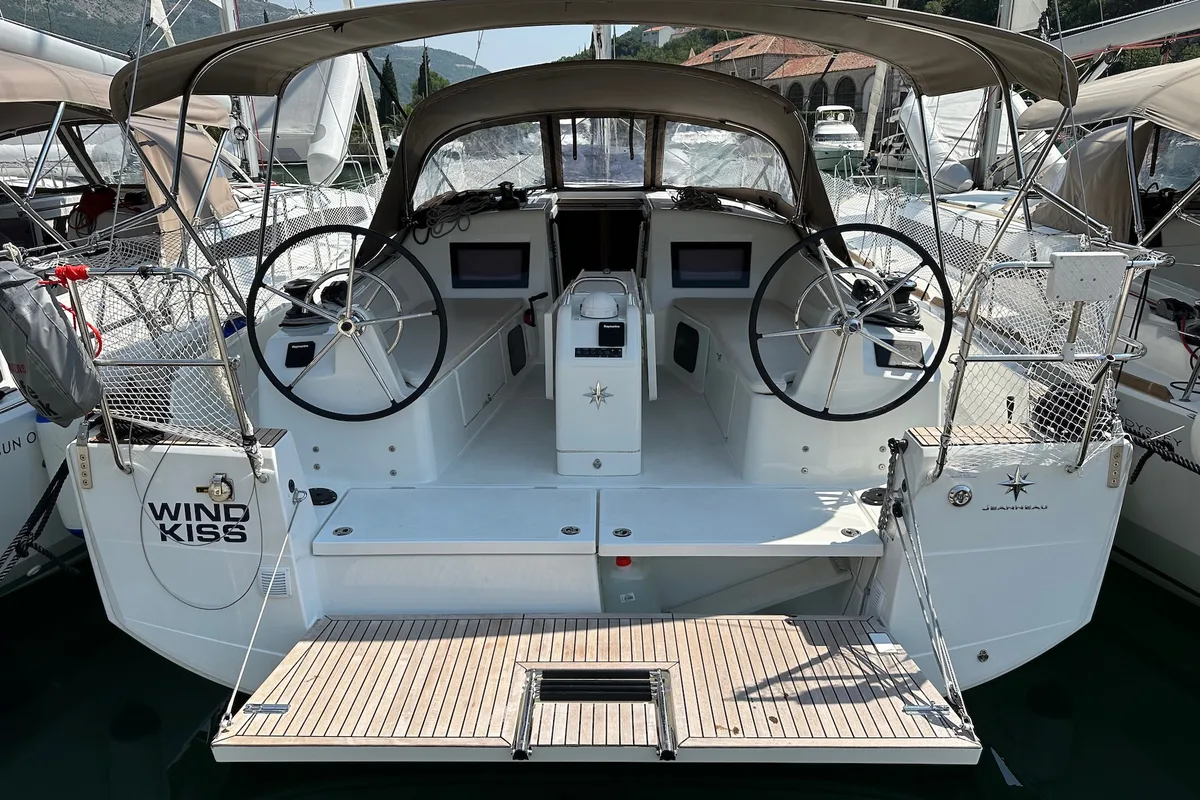 Head on Wind Kiss, a Jeanneau Sun Odyssey 410 sailboat at Dubrovnik, Croatia