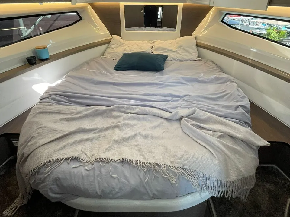Cabin on NIRVANA, a Jeanneau Merry Fisher 895 motorboat at Zadar, Croatia