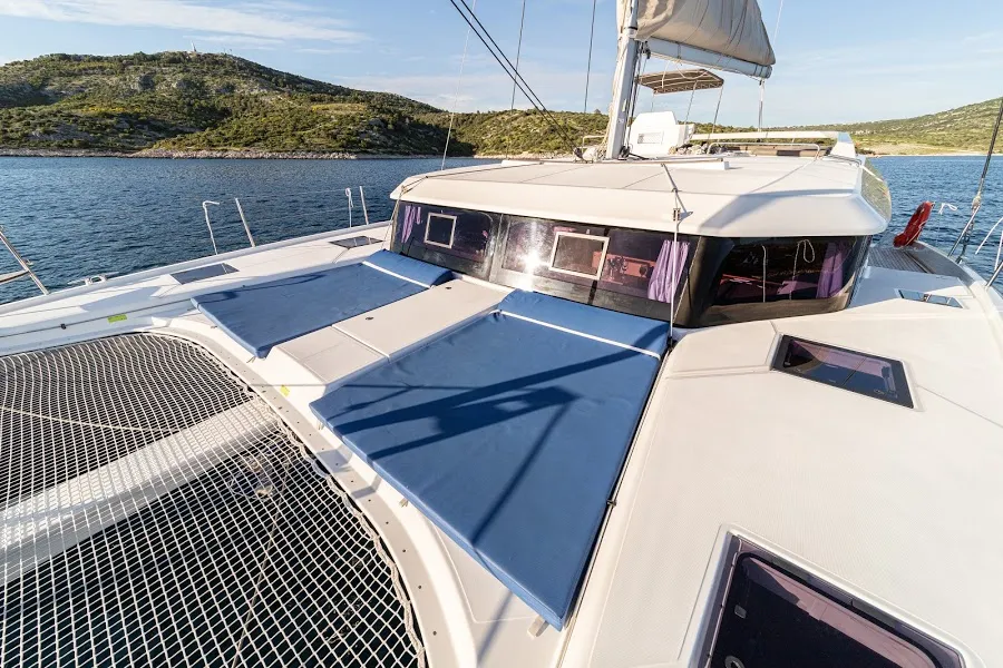 Deck of Nox, a Dufour 48 Catamaran catamaran at Primošten, Croatia