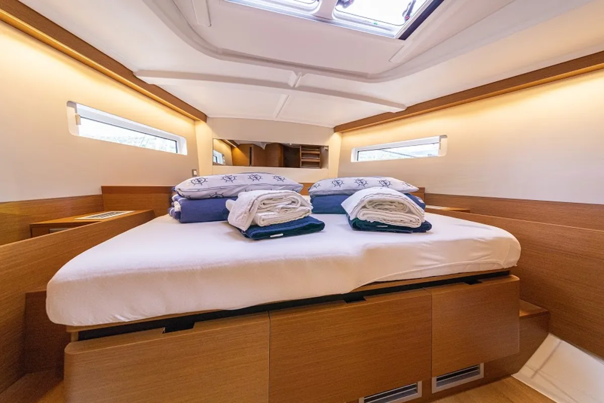 Cabin on Nox, a Dufour 48 Catamaran catamaran at Primošten, Croatia