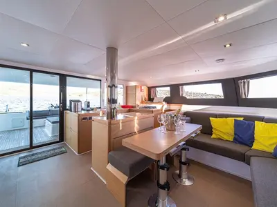Salon of Nox, a Dufour 48 Catamaran catamaran at Primošten, Croatia