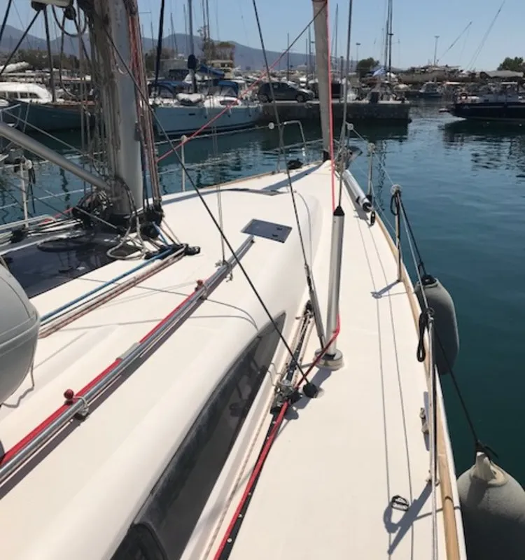 Deck of Daddy's Toy, a AD Boats Salona 44 sailboat at Athens, Greece