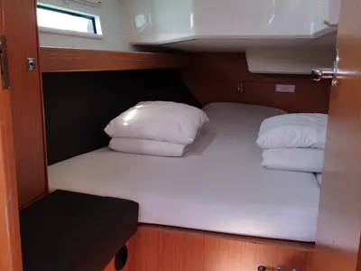 Head on Andrelli, a Bavaria 37 Cruiser sailboat at Kontokali, Greece
