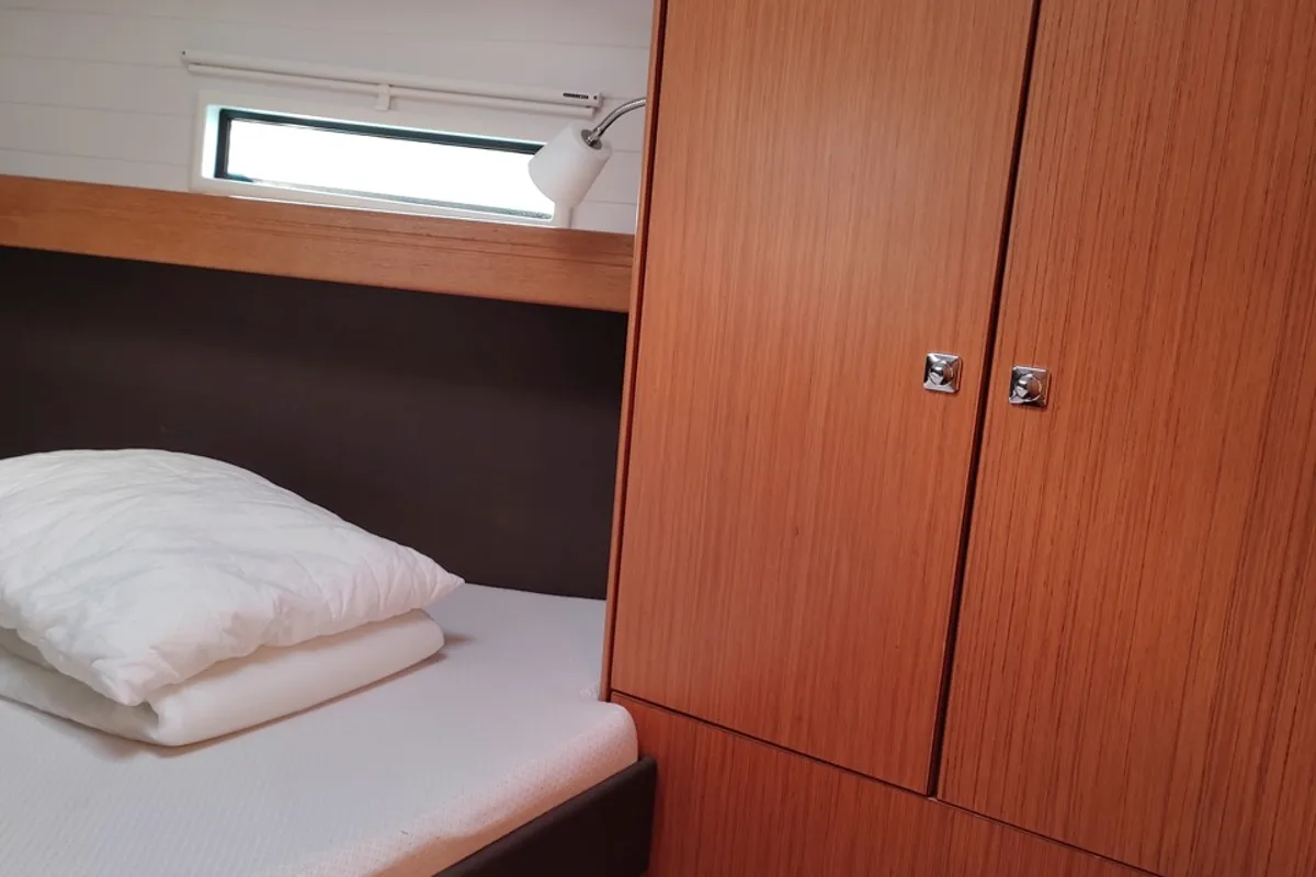 Head on Andrelli, a Bavaria 37 Cruiser sailboat at Kontokali, Greece