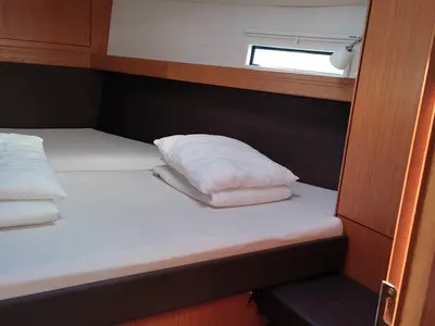 Cabin on Andrelli, a Bavaria 37 Cruiser sailboat at Kontokali, Greece