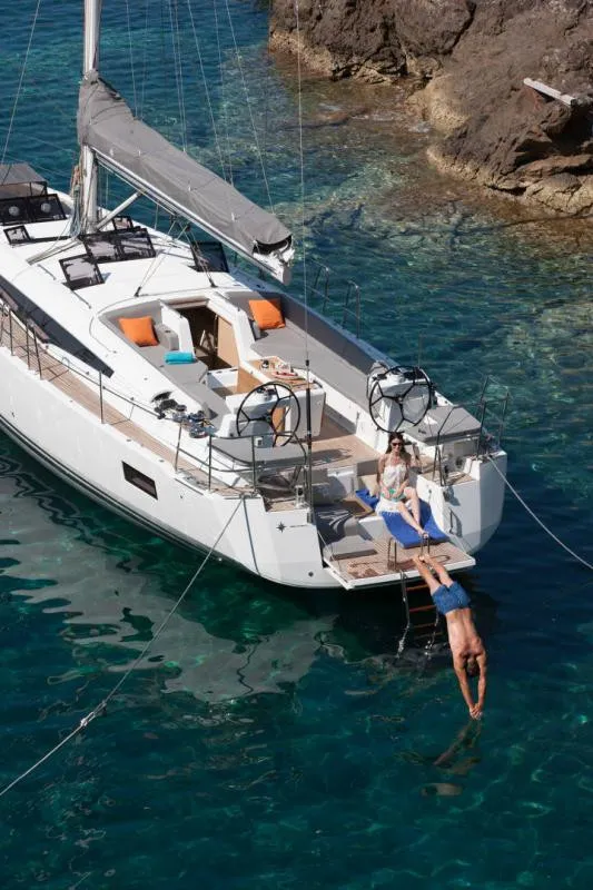 Exterior view of AEGEAN STAR, a Jeanneau 54 sailboat at Athens, Greece