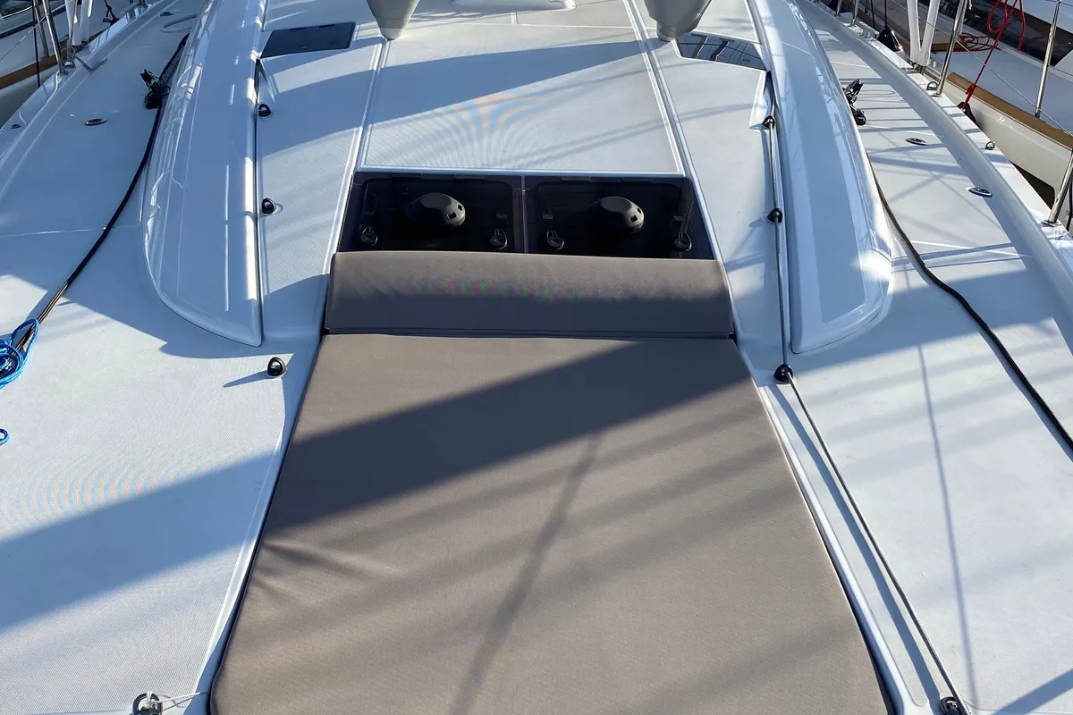 Deck of AEGEAN STAR, a Jeanneau 54 sailboat at Athens, Greece