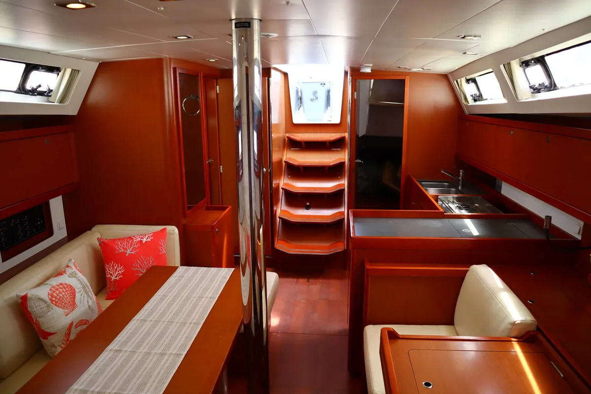 Salon of Ecstasea, a Beneteau Oceanis 41 sailboat at Athens, Greece