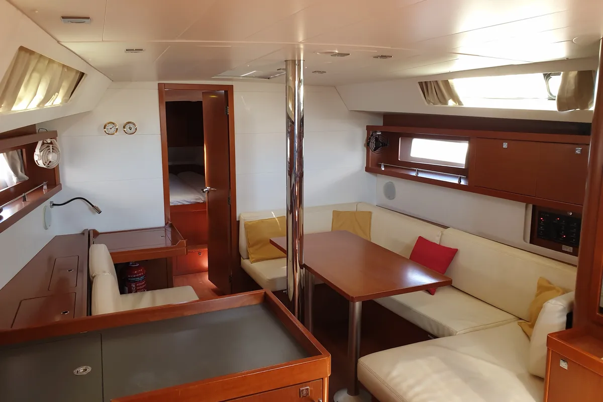 Salon of Ecstasea, a Beneteau Oceanis 41 sailboat at Athens, Greece