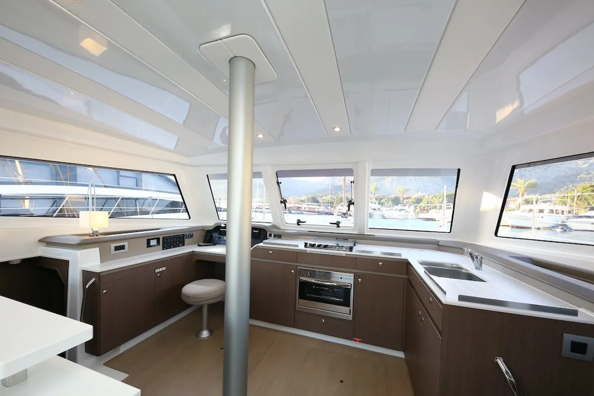 Galley of Moonrise, a Bali Catspace catamaran at Marmaris, Turkey