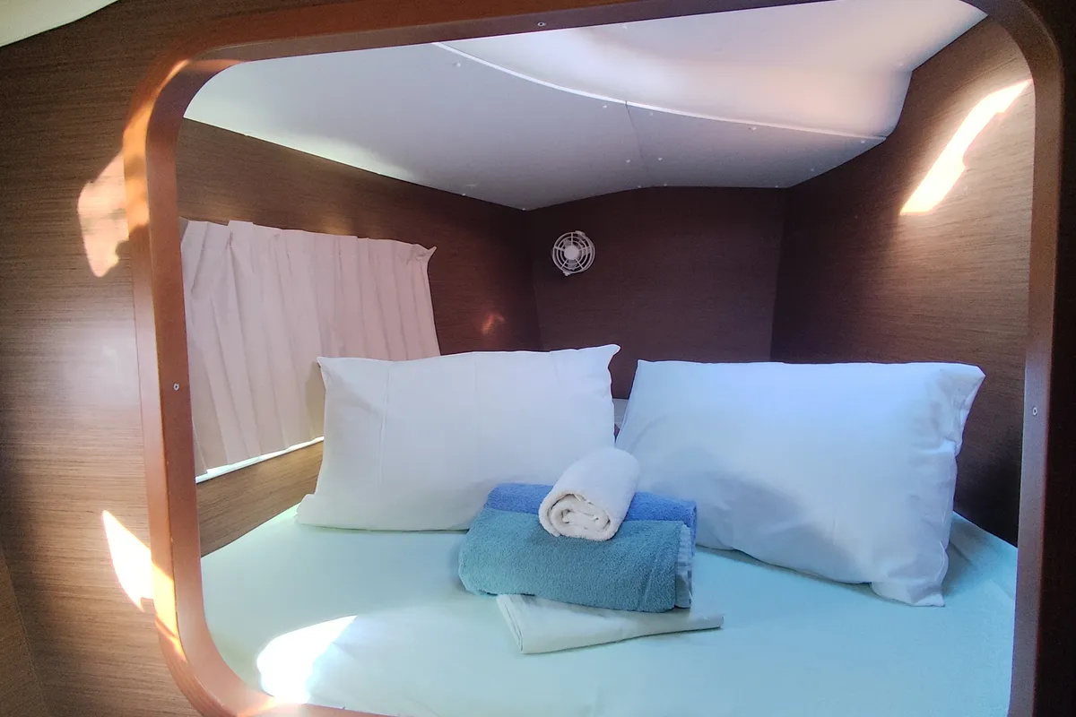 Cabin on Whooper, a Lagoon 380 catamaran at Castelló d'Empúries, Spain