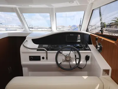 Cockpit of Mozart, a Greenline 33 motor yacht at Pirovac, Croatia