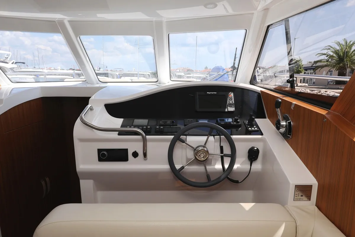 Cockpit of Mozart, a Greenline 33 motor yacht at Pirovac, Croatia