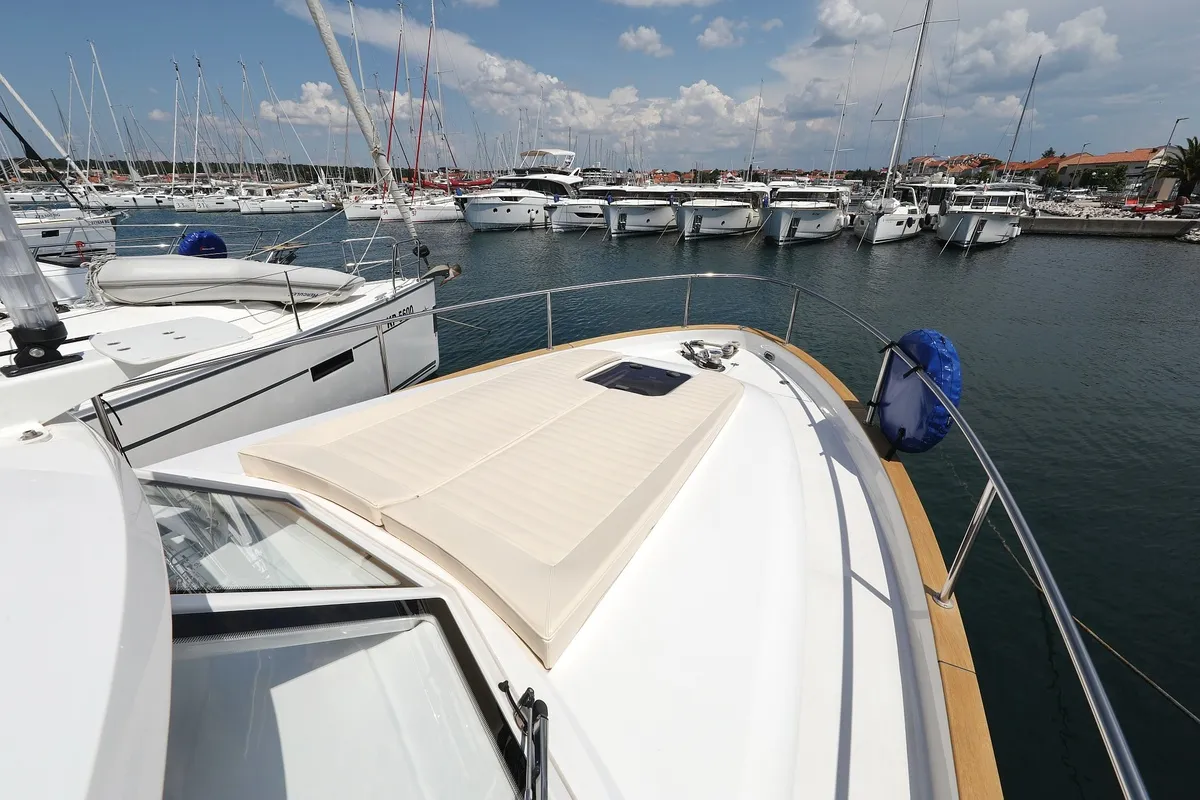 Deck of Mozart, a Greenline 33 motor yacht at Pirovac, Croatia