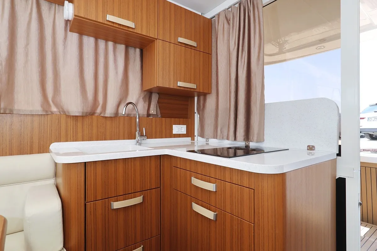 Galley of Mozart, a Greenline 33 motor yacht at Pirovac, Croatia