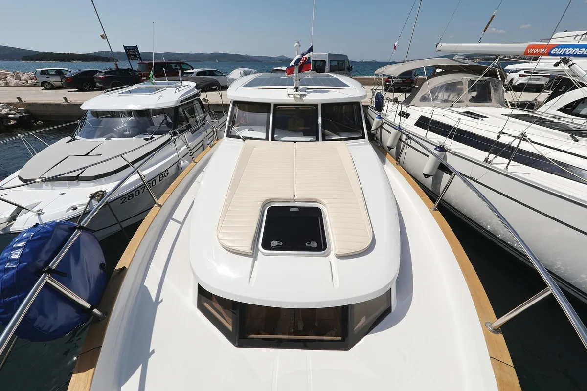 Deck of Mozart, a Greenline 33 motor yacht at Pirovac, Croatia