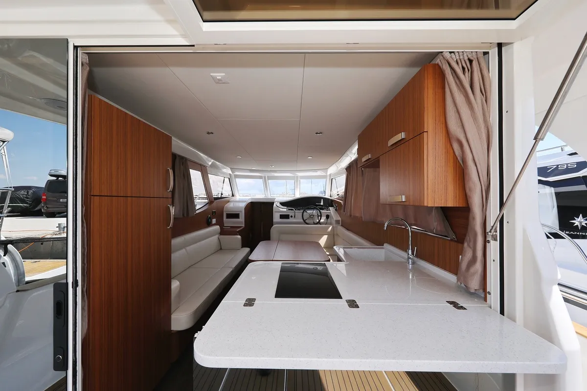 Galley of Mozart, a Greenline 33 motor yacht at Pirovac, Croatia