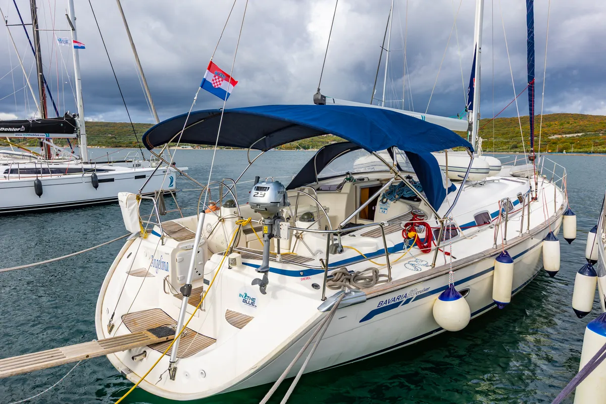 Exterior view of Angelina, a Bavaria 50 Cruiser sailboat at Punat, Croatia