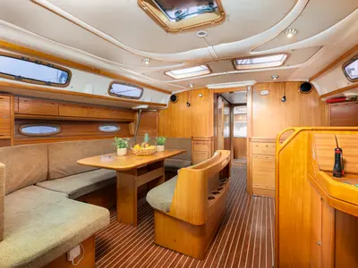 Salon of Angelina, a Bavaria 50 Cruiser sailboat at Punat, Croatia