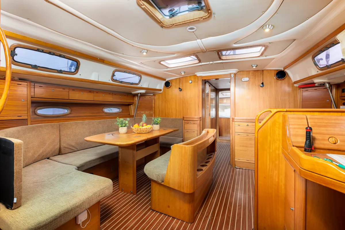 Salon of Angelina, a Bavaria 50 Cruiser sailboat at Punat, Croatia