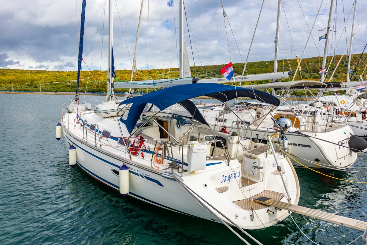 Exterior view of Angelina, a Bavaria 50 Cruiser sailboat at Punat, Croatia