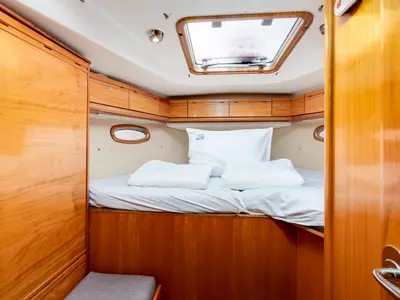 Cabin on Angelina, a Bavaria 50 Cruiser sailboat at Punat, Croatia