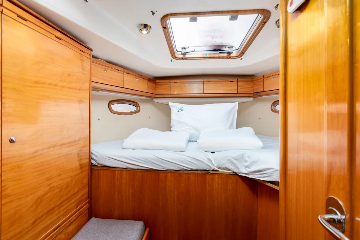 Cabin on Angelina, a Bavaria 50 Cruiser sailboat at Punat, Croatia