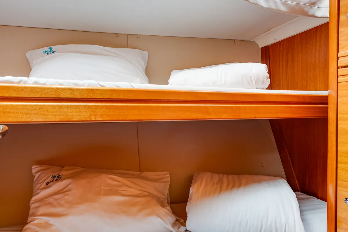Cabin on Angelina, a Bavaria 50 Cruiser sailboat at Punat, Croatia