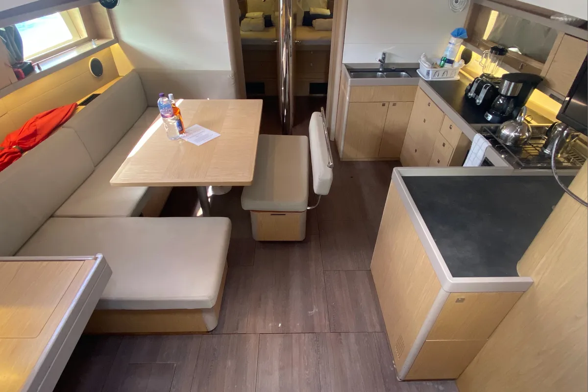 Salon of Marty J, a Beneteau Oceanis 48 sailboat at Road Town, British Virgin Islands