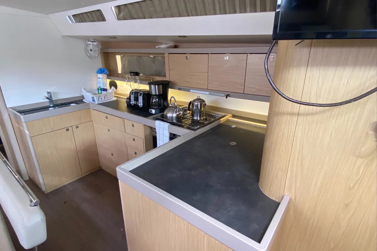 Galley of Marty J, a Beneteau Oceanis 48 sailboat at Road Town, British Virgin Islands