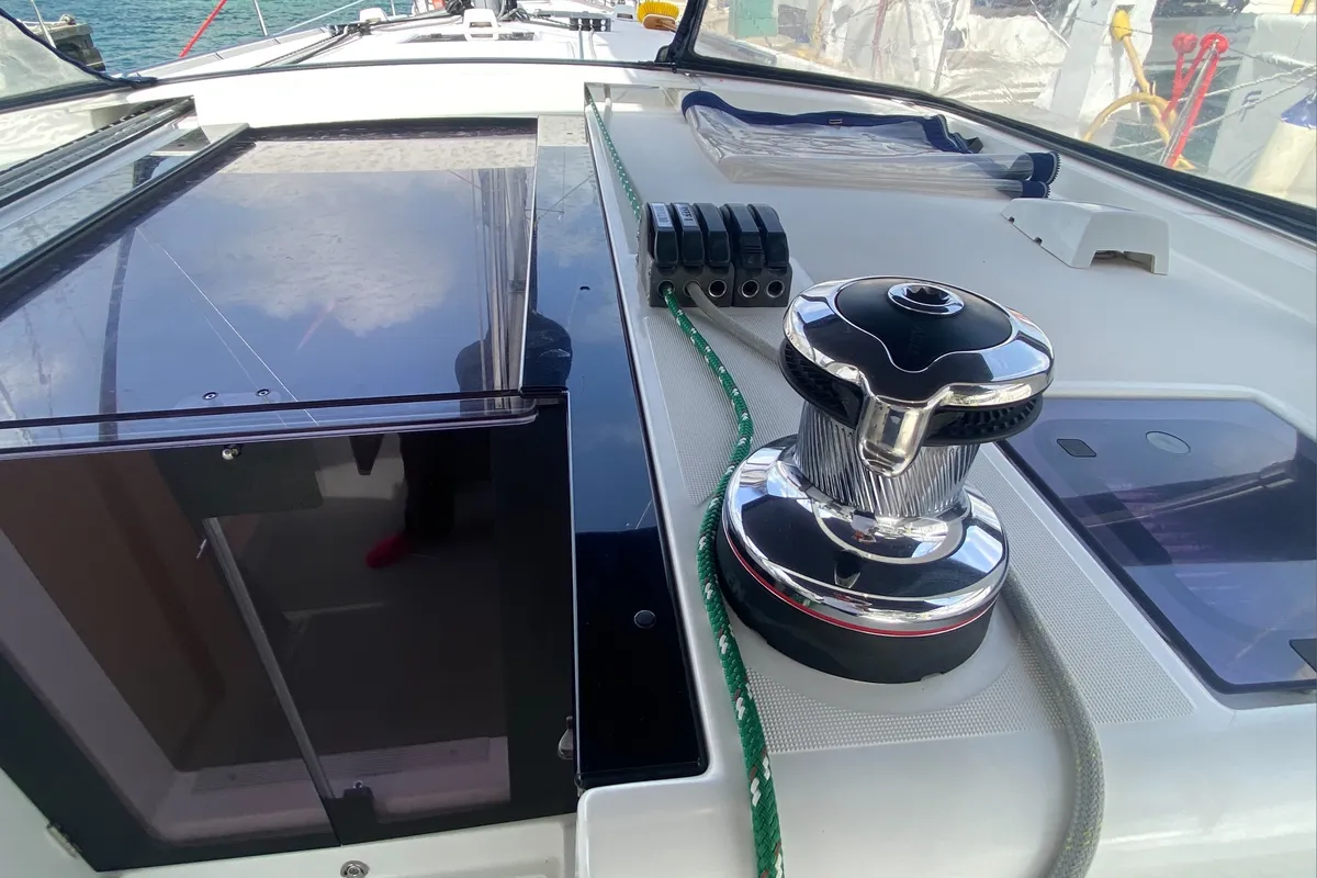 Deck of Marty J, a Beneteau Oceanis 48 sailboat at Road Town, British Virgin Islands