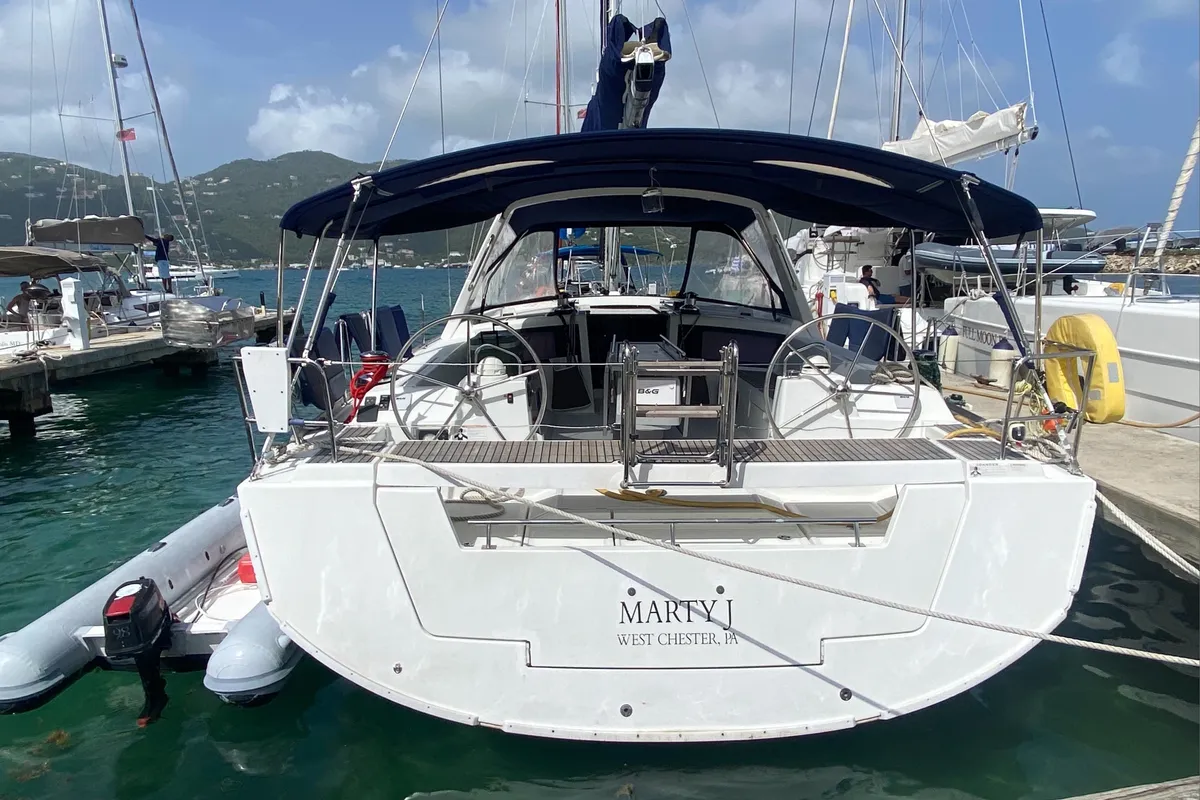 Exterior view of Marty J, a Beneteau Oceanis 48 sailboat at Road Town, British Virgin Islands