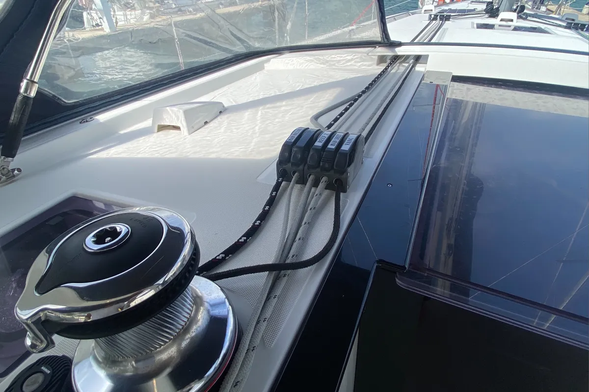 Deck of Marty J, a Beneteau Oceanis 48 sailboat at Road Town, British Virgin Islands