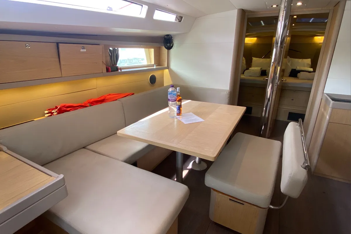 Salon of Marty J, a Beneteau Oceanis 48 sailboat at Road Town, British Virgin Islands