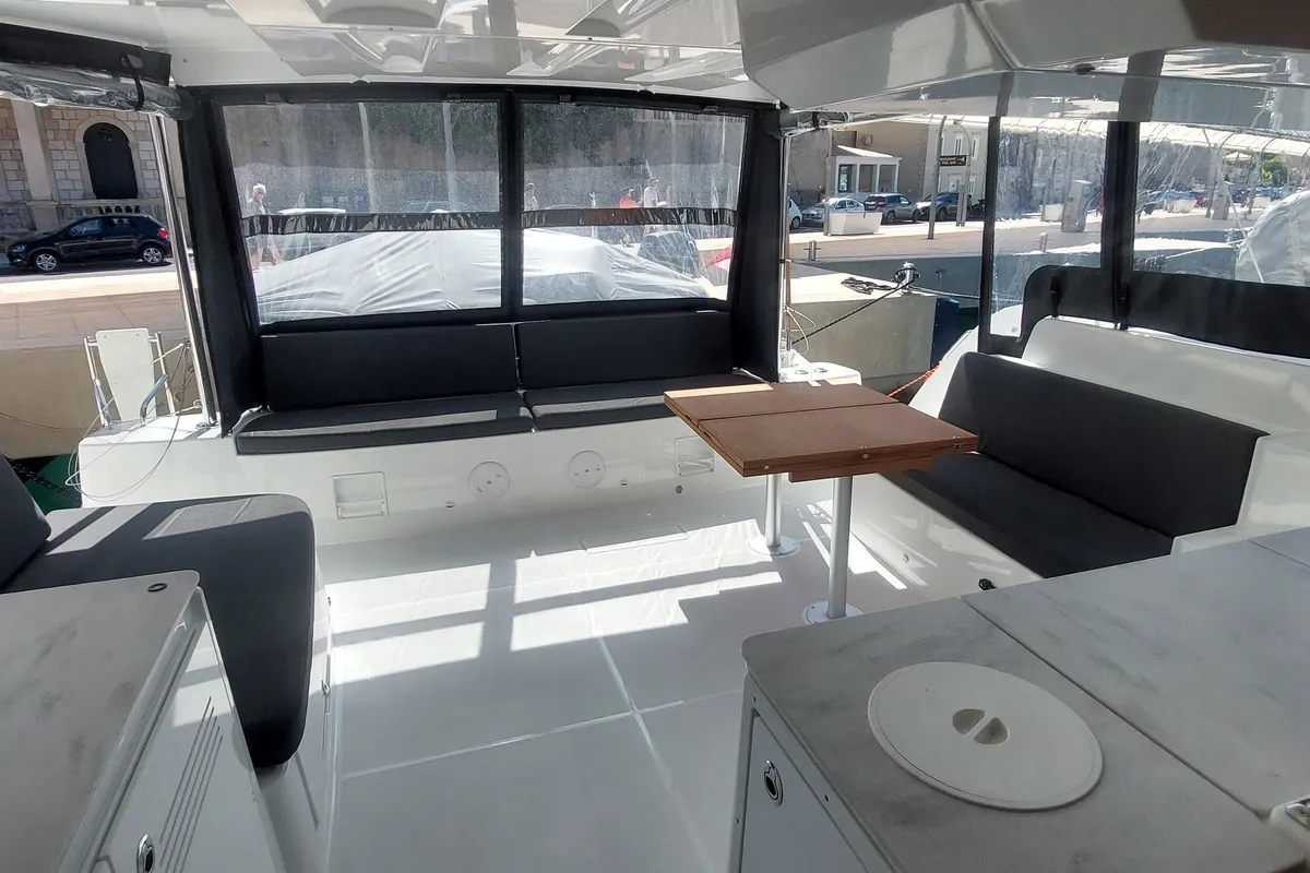 Deck of Changes, a Lagoon 46 catamaran at Dubrovnik, Croatia