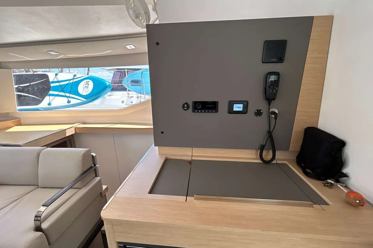 Cabin on Krug, a Fountaine Pajot Elba 45 catamaran at Salerno, Italy