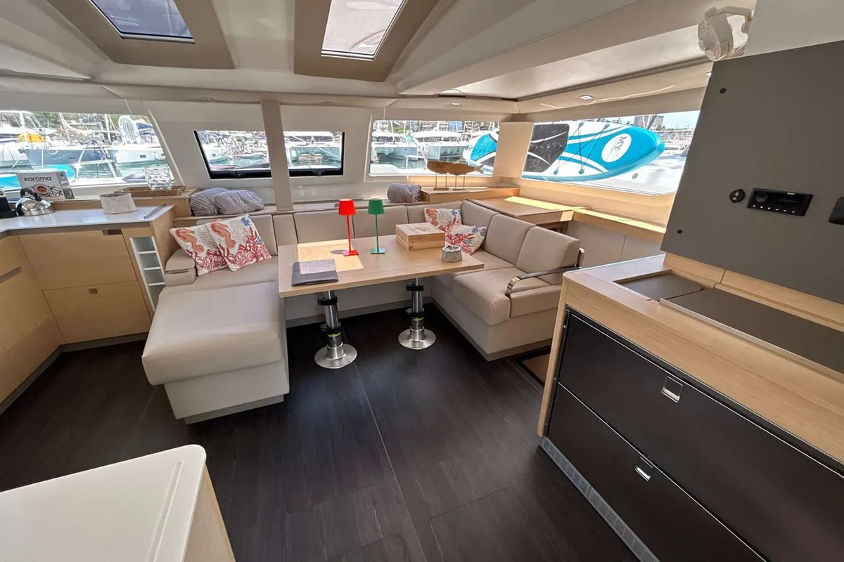Galley of Krug, a Fountaine Pajot Elba 45 catamaran at Salerno, Italy