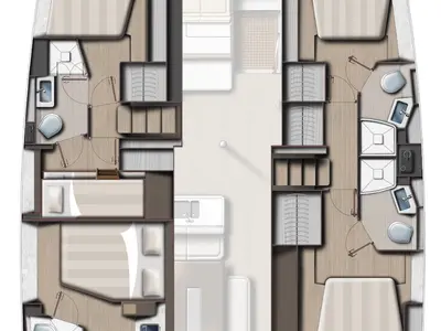 Floor plan of Olivier, a Bali 4.6 catamaran at Hyères, France