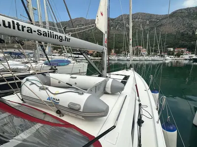 Deck of BLUE SKY, a Beneteau Oceanis 46.1 sailboat at Dubrovnik, Croatia