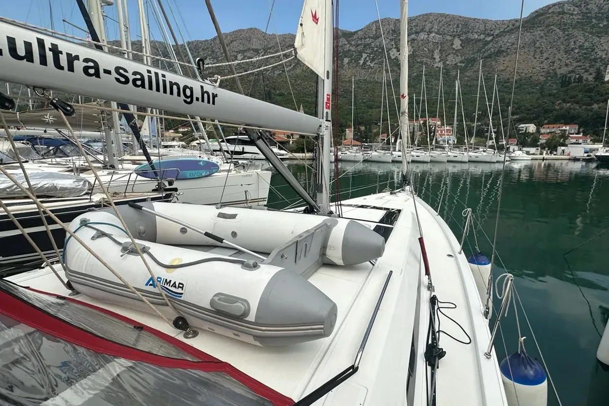 Deck of BLUE SKY, a Beneteau Oceanis 46.1 sailboat at Dubrovnik, Croatia
