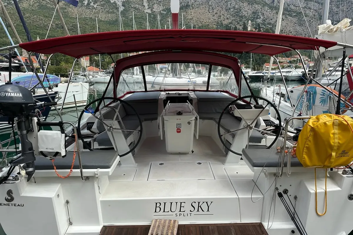 Cockpit of BLUE SKY, a Beneteau Oceanis 46.1 sailboat at Dubrovnik, Croatia