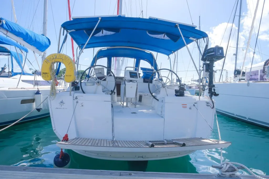 Makin Memories, a Jeanneau Sun Odyssey 419 sailboat at Ribishi, Saint Vincent and the Grenadines