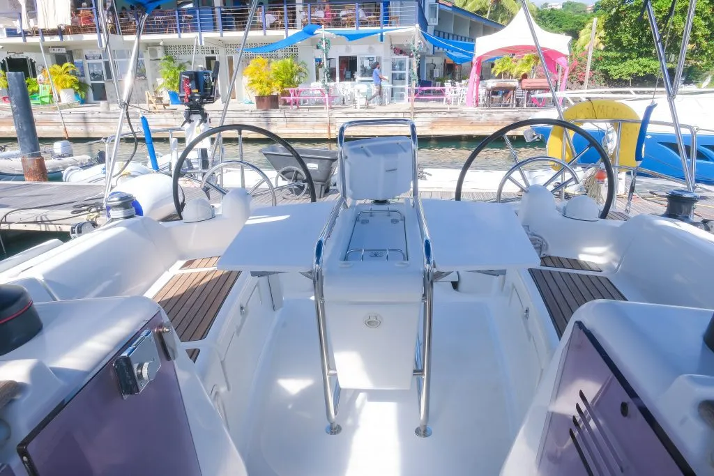 Makin Memories, a Jeanneau Sun Odyssey 419 sailboat at Ribishi, Saint Vincent and the Grenadines