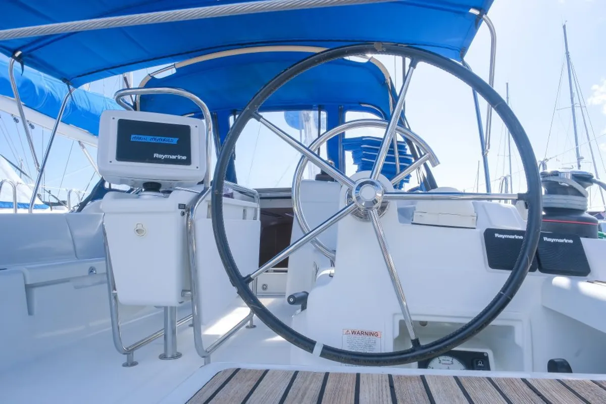 Makin Memories, a Jeanneau Sun Odyssey 419 sailboat at Ribishi, Saint Vincent and the Grenadines